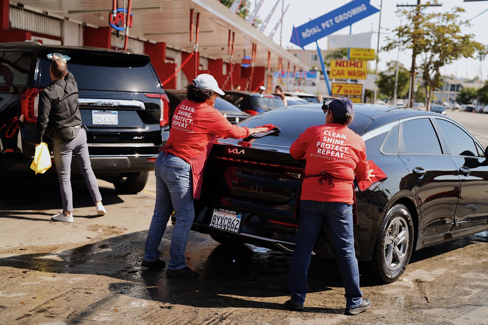 The Laurel Canyon Car Wash crew — three generations washing the Valley since 1963