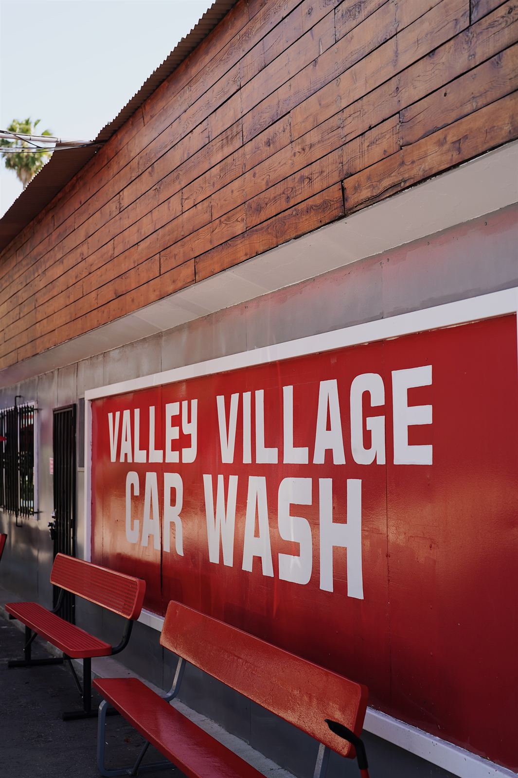 Red Valley Village Car Wash signage at the North Hollywood location